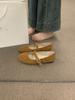 Scarpe Mary Jane in camoscio con testa rotonda, scarpe basse non stancanti, berretto piatto, scarpe da ballo singole da donna