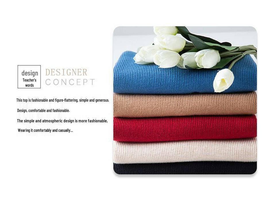 Plus Size Women's V-Neck Knitted Pullover Sweater - Autumn/Winter Loose Fit