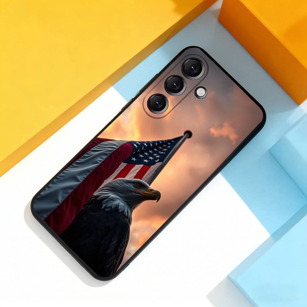 America USA Flag Cool For Samsung Galaxy A 73,72,51,53,52,71,22,5G,Note,J7,8,9 Soft Black Cover Phone Case