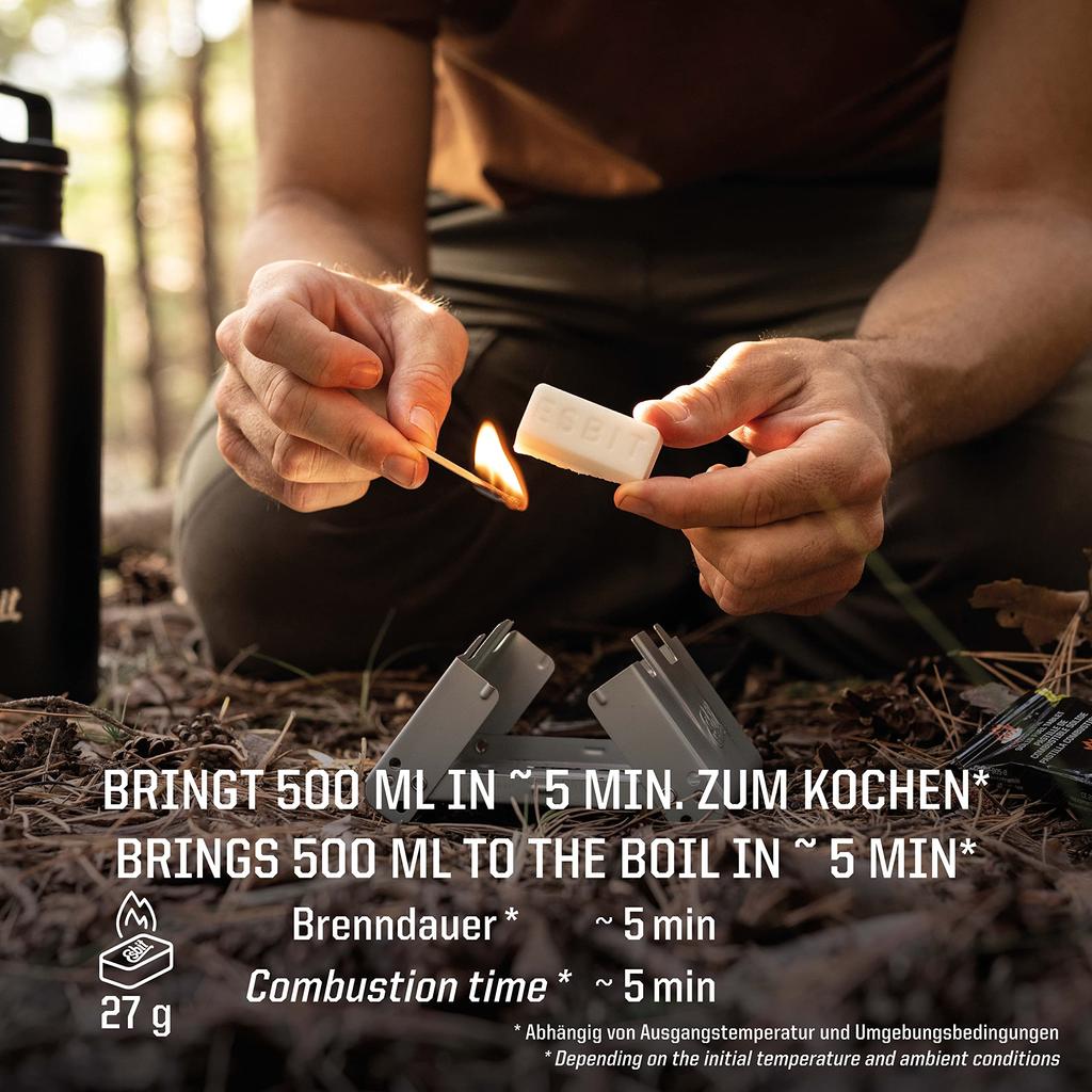 Esbit Lauko stovyklavimui kietojo kuro tabletės 27g x 8 x 8 vnt. ES00182700 (įskaičiuota 27g)