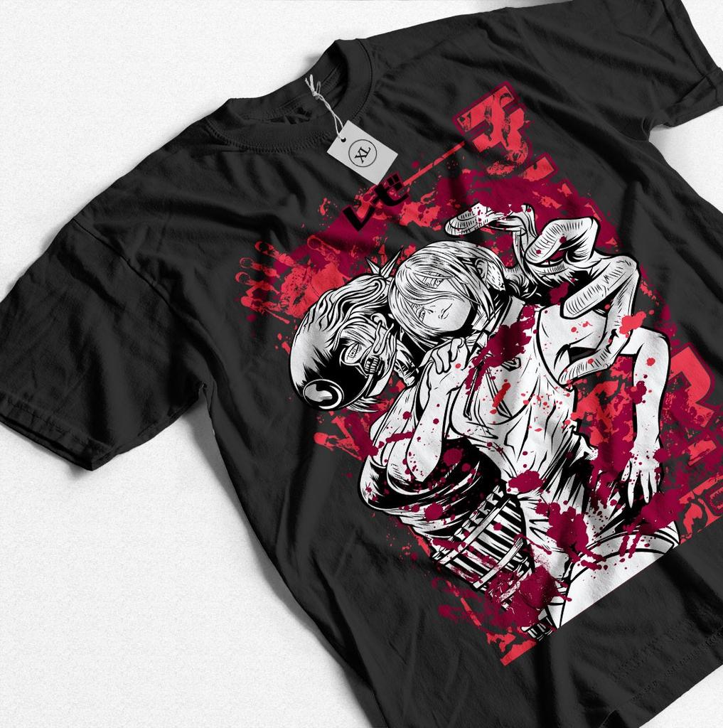 New Reze T-Shirt Chainsaw Man Makima Power Aki Denji Horror Anime Shirt All Size