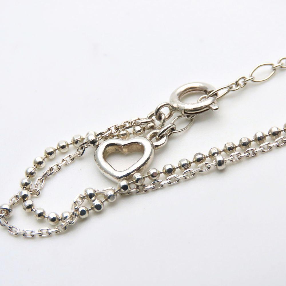 Used 4℃ Bracelet Double Heart Silver 3.9g Silver Double Chain