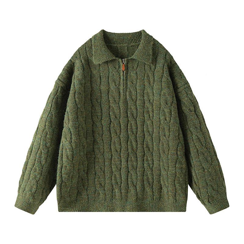 Men's Versatile Trendy 2025 Half-Zip Loose Knit Pullover Sweater