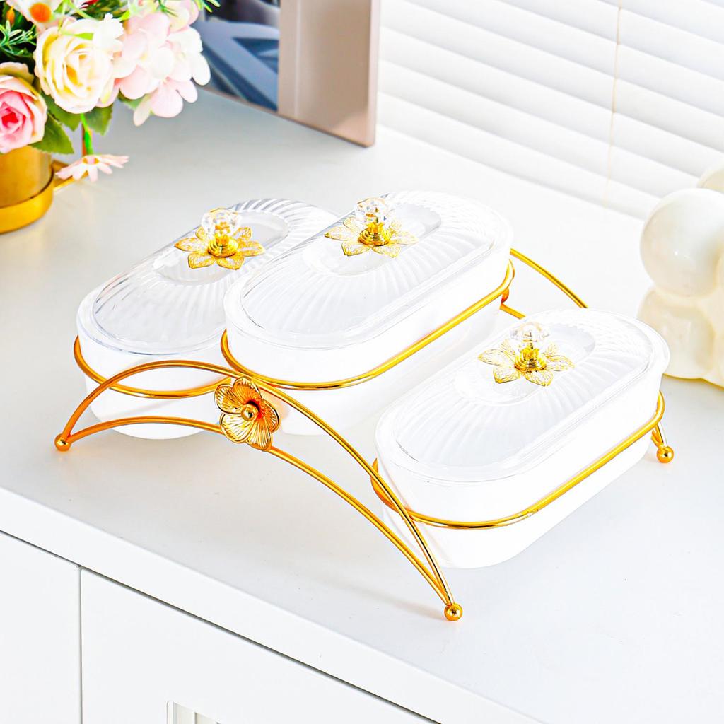 Elegant Compartmentalized Fruit & Snack Display Plate for Living Room & Tea Time