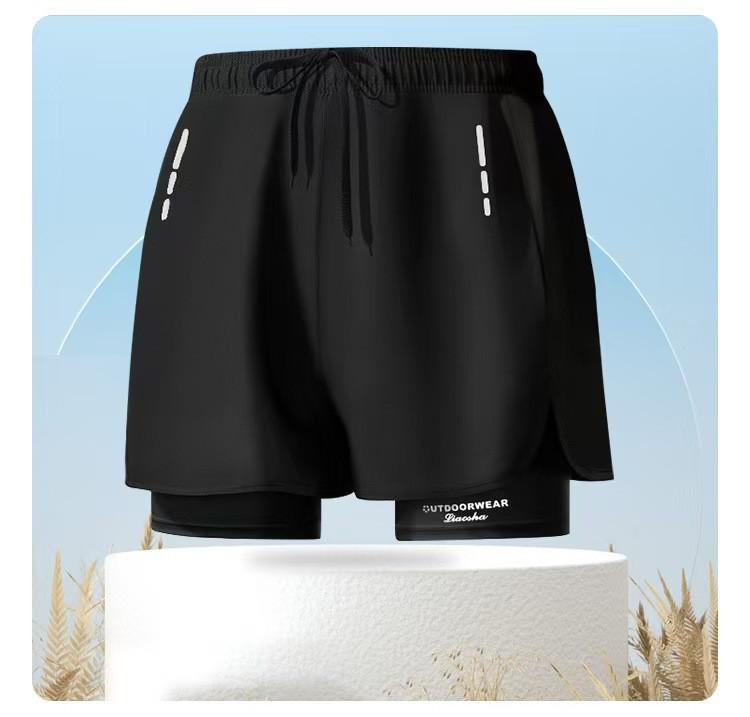 Men's Quick-Dry Plus-Size Swim Trunks: Anti-Embarrassment Boxer Briefs for Beach & Hot Spring