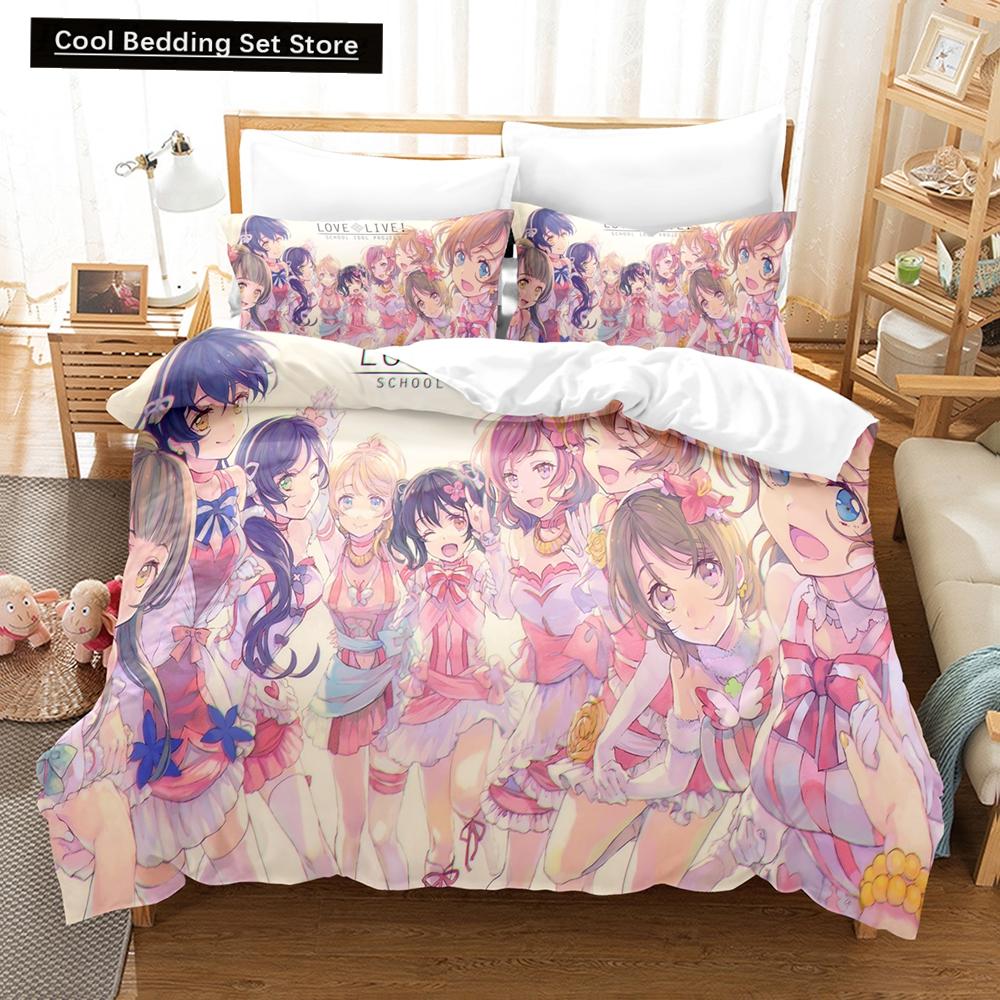 3D Anime Love Live College Idol Festival Bedding Sets Duvet Cover Set With Pillowcase Twin Full Queen King Bedclothes Bed Linen