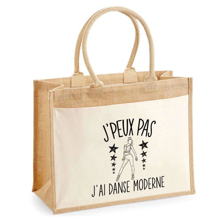 Sac de plage - PLANETEE - jute avec poche Danse Moderne J'peux pas - Coton - Multicolore - 43 x 33 cm