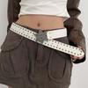 Rivet Y2k Style Waist Belt Wide Side Trouser Decoration Retro Star PU Leather Belt  Female/Girls