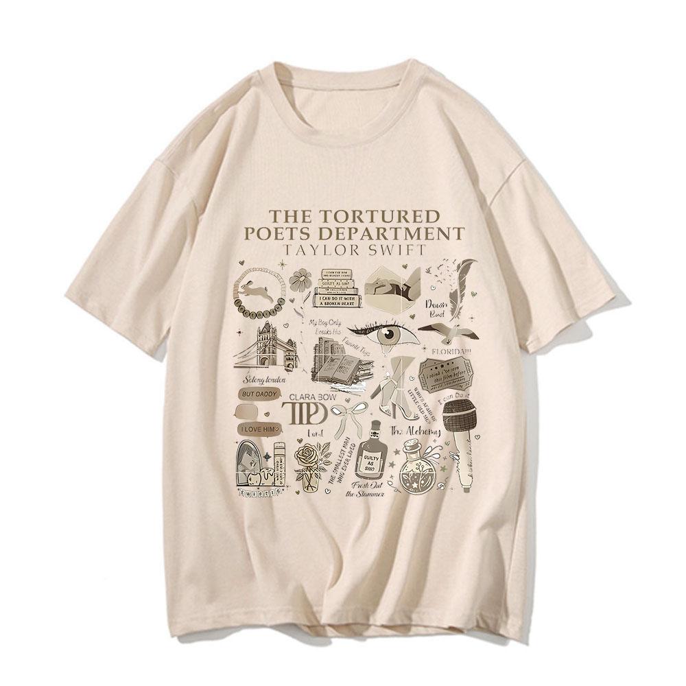New Album The Tortured Poets Department TTPD Shirt Accessories TS All's Fair in Love and Poetry Cotton T-shirt Graphic Tees Men