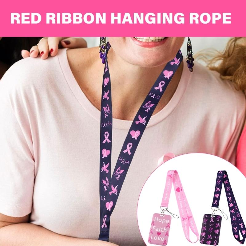 2pcs Support Phone Holder Ribbon Lanyard Neck Strap Quick Release Buckle for Keys and Phones Awareness Accessories