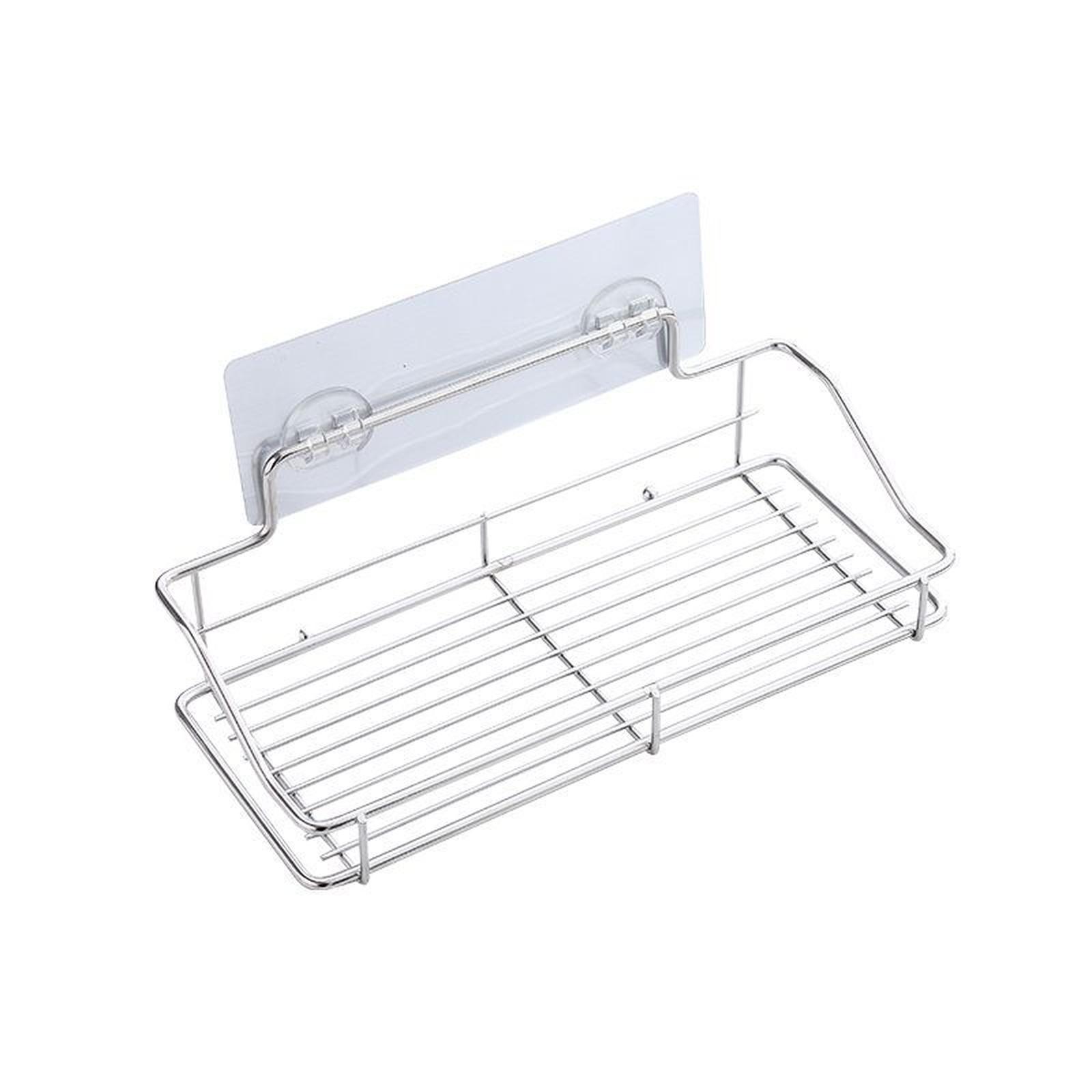 Stainless Steel Wall Shelf No Drill Storage Rack for Bathroom Kitchen Toilet серебряный