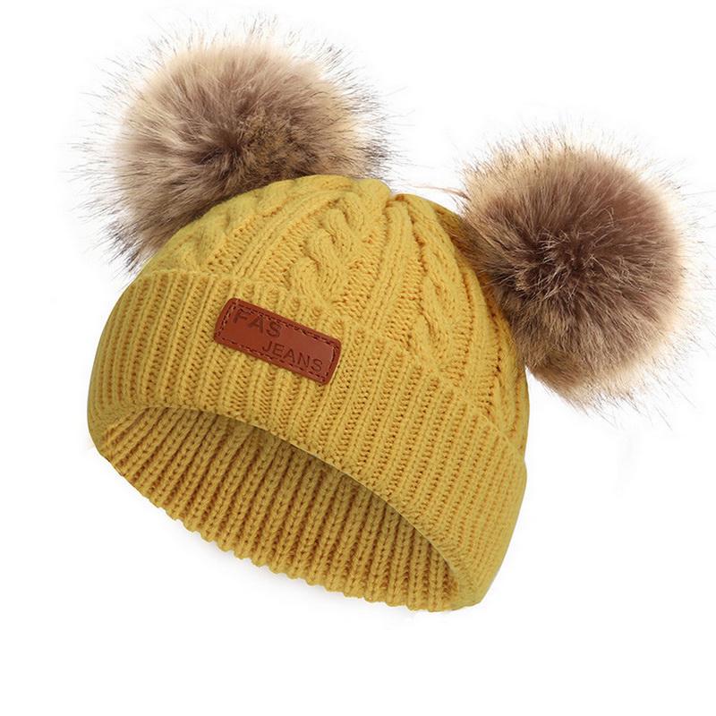Red Longay Kids Baby Girl Boy Hairy Ball Keep Warm Winter Fur Ball Knitted Wool Hemming Hat Red Longay Kids Baby Girl Boy Hairy Ball Keep Warm Winter Fur Ball Knitted Wool Hemming Hat
