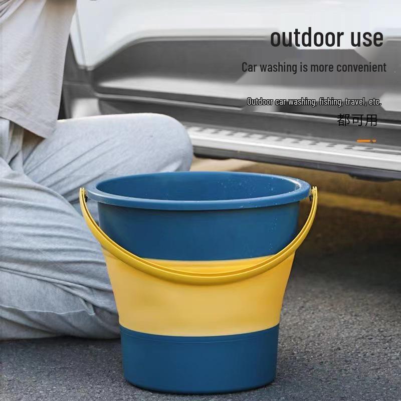 Large Portable Folding Bucket for Outdoor Fishing, Car Washing, and Household Use