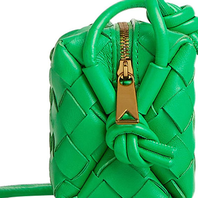Bottega Veneta Loop Sheepskin Leather Patchwork Camera Bag, Shoulder Bag, Crossbody Bag Extra Mini Women's Parrot Green 730832V1G113722