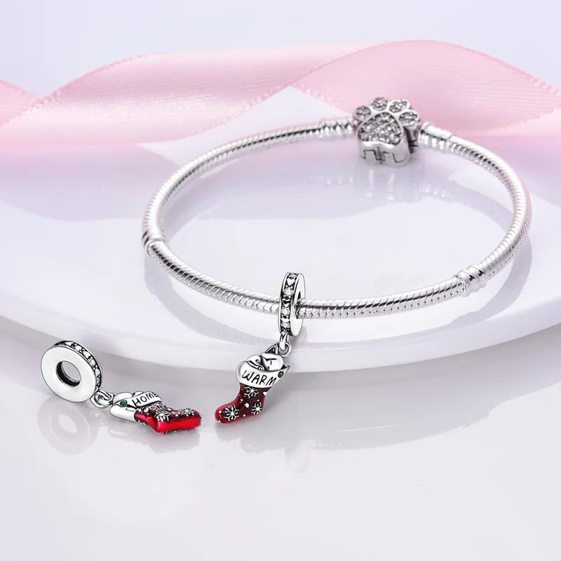 Original Charmscopper Christmas Gift Socks Cat Beads Fit Charms Platabracelets For Women Jewelry Making Fine Gifts