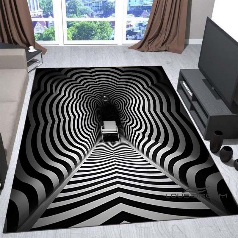 New3D Vortex Illusion Rug for Living Room, Home Decor, Sofa Table Large Area Rugs, Bedside Foot Mat Bedroom, Non-Slip Doormat
