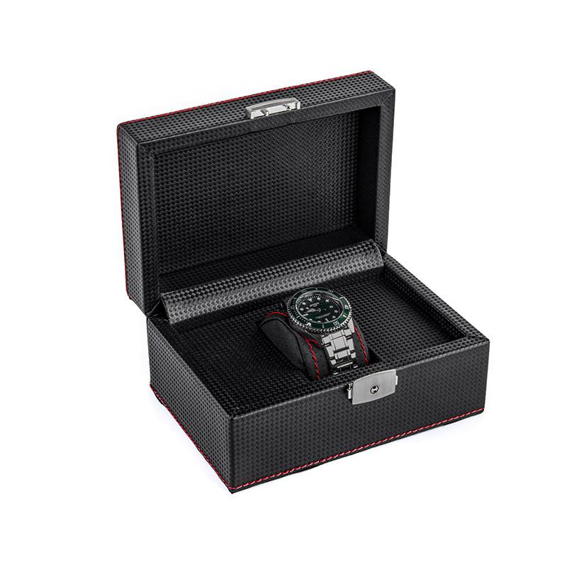 Carbon Fiber Watch Box with Cushion, Luxury Storage Case for Mechanical & Automatic Watches, Birthday Gift with Packaging
