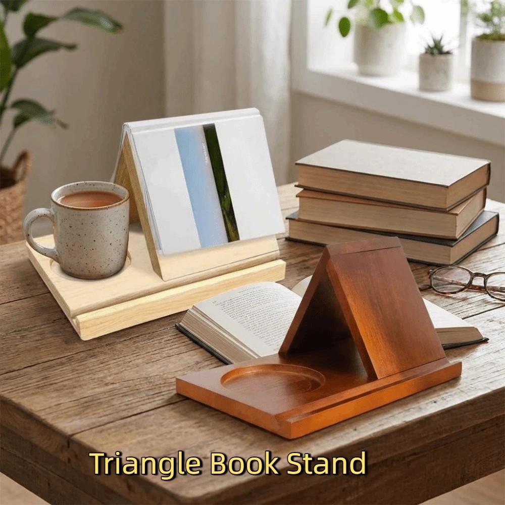 2-in-1 Dreieckiger Holz-Bücherhalter Stabiler freistehender Bücherständer Moderner Lese-Ständer Bett Schreibtisch