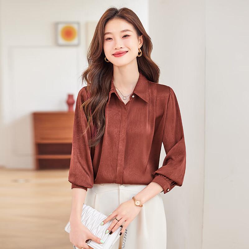 Women's French Pointed Collar Long Sleeve Blouse