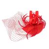 Women Girls Ladies Feather Fascinator Mesh Hairdressing Bridal Hair Clip Wedding Party Accessory Red