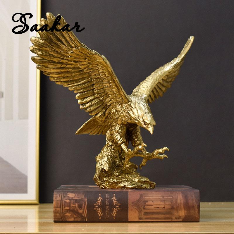 

Resin American Golden Eagle Figurines Home Office Desktop Decoration Model Collection Statues Ornament Decor Objects Accessories