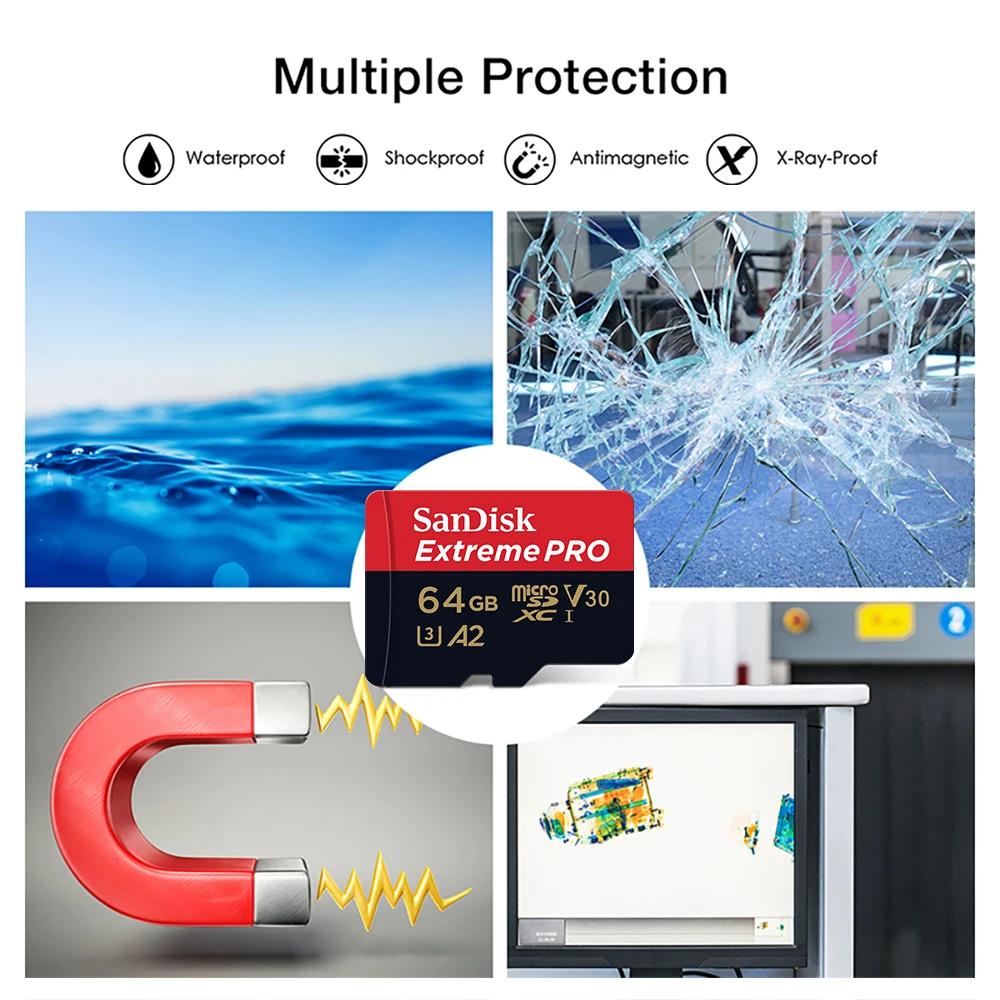 SanDisk Scheda Extreme Pro 256GB Scheda Micro SD Scheda di Memoria SDXC UHS-I 128GB 512GB 64GB 32GB U3 V30 Schede Flash TF Scheda di Memoria Adattatore per Fotocamera DJI