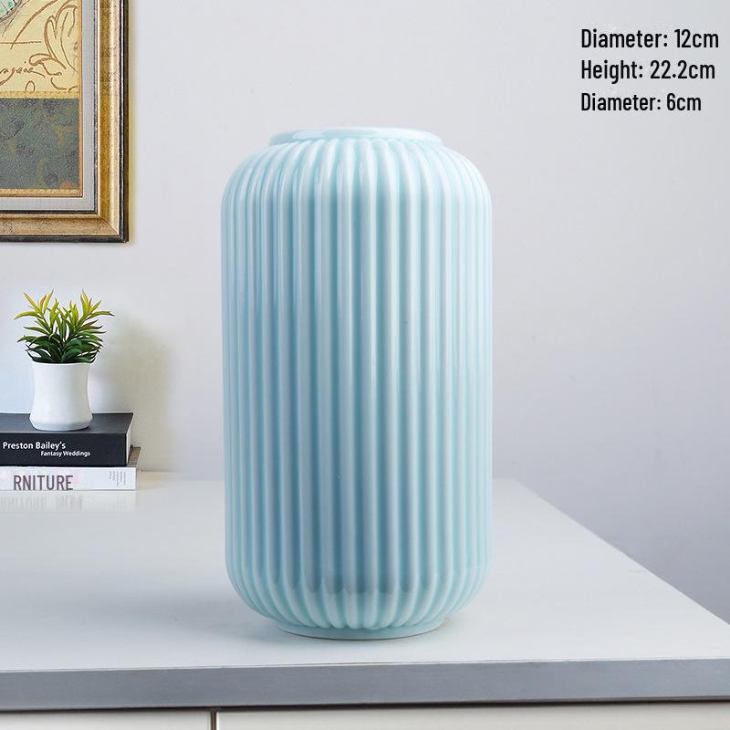 Japanese Celadon Modern Lantern Vase: Large Fine Ceramic Flower Arrangement