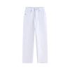 2025 Autumn/Winter Women's White High-Waisted Cropped Jeans – Petite Narrow Straight-Wide Leg Pants.
