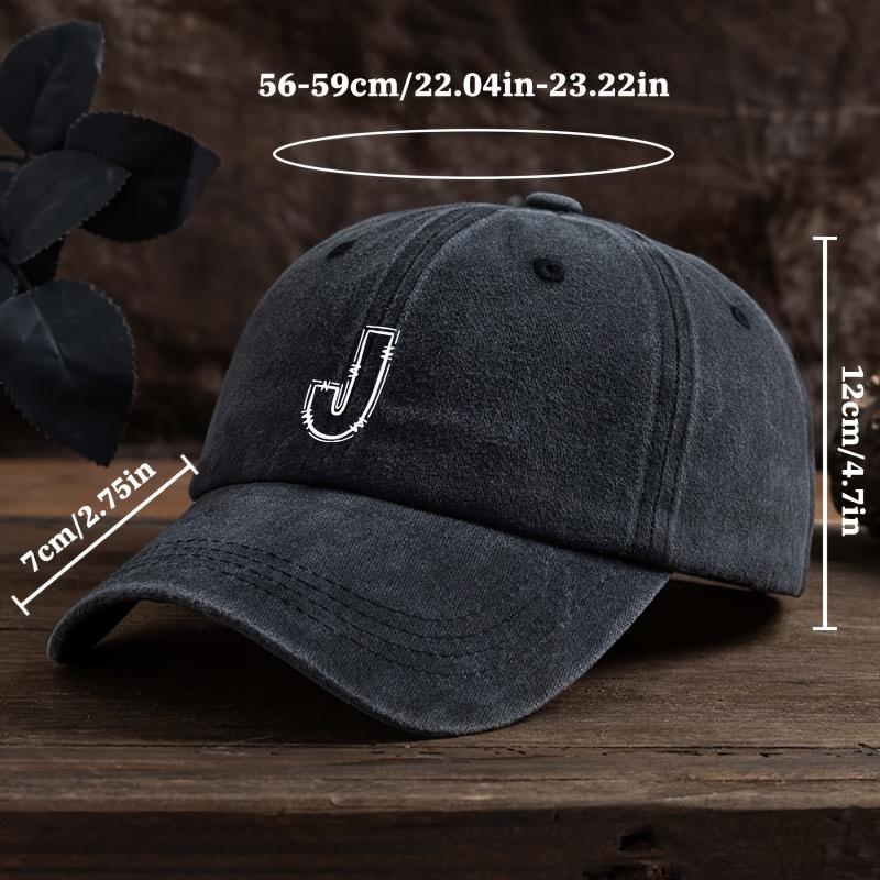 Fashionable Baseball Cap with Letter J Printed on It Casual Fishing Cap Travel Sun Visor Duckbill Hat