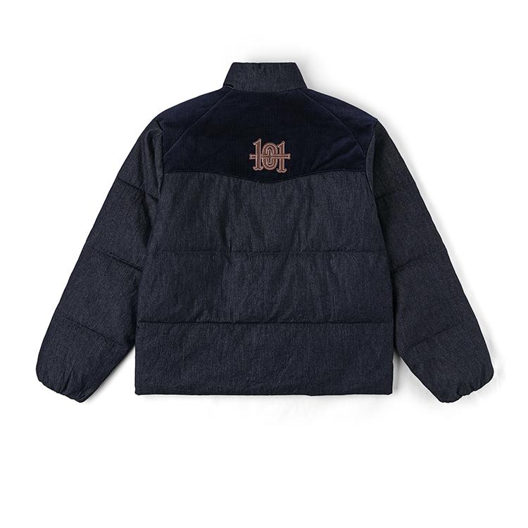 FW25 Warm Fufu Comfortable Stand Collar Spliced Fabric Design 101 Plus Warm Regular Long Sleeve Loose Casual Down Jacket LMT0110165FQ00F898L00