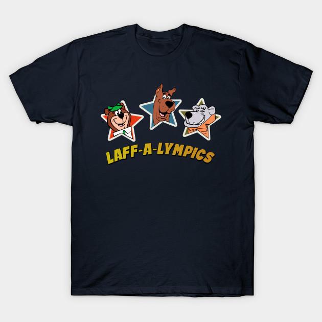 

Мужская черная футболка с принтом Laugh-O-Lympics Печать на трансферной бумаге без вырезания Хлопковая футболка M тёмно-синий