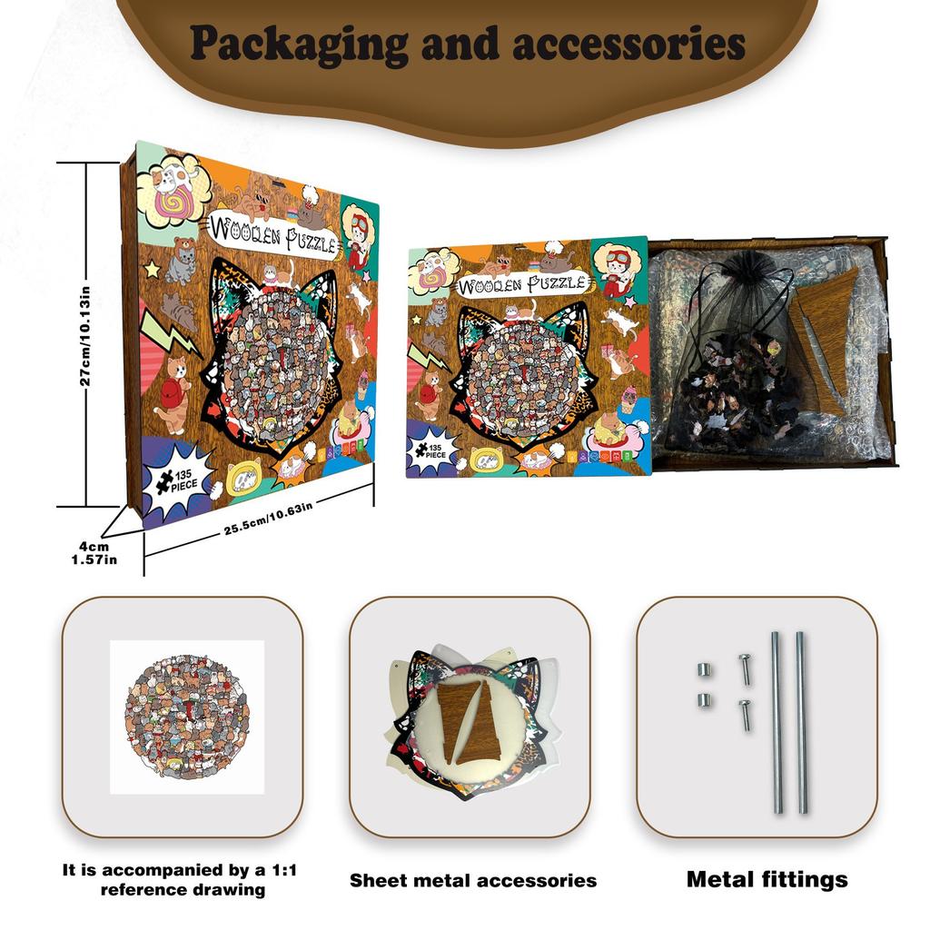 Wacocetoy Cross-Border Fun Cat Set Puzzle Toy Wooden Different Puzzle Gift High Matching Version Diy Handmade Puzzle