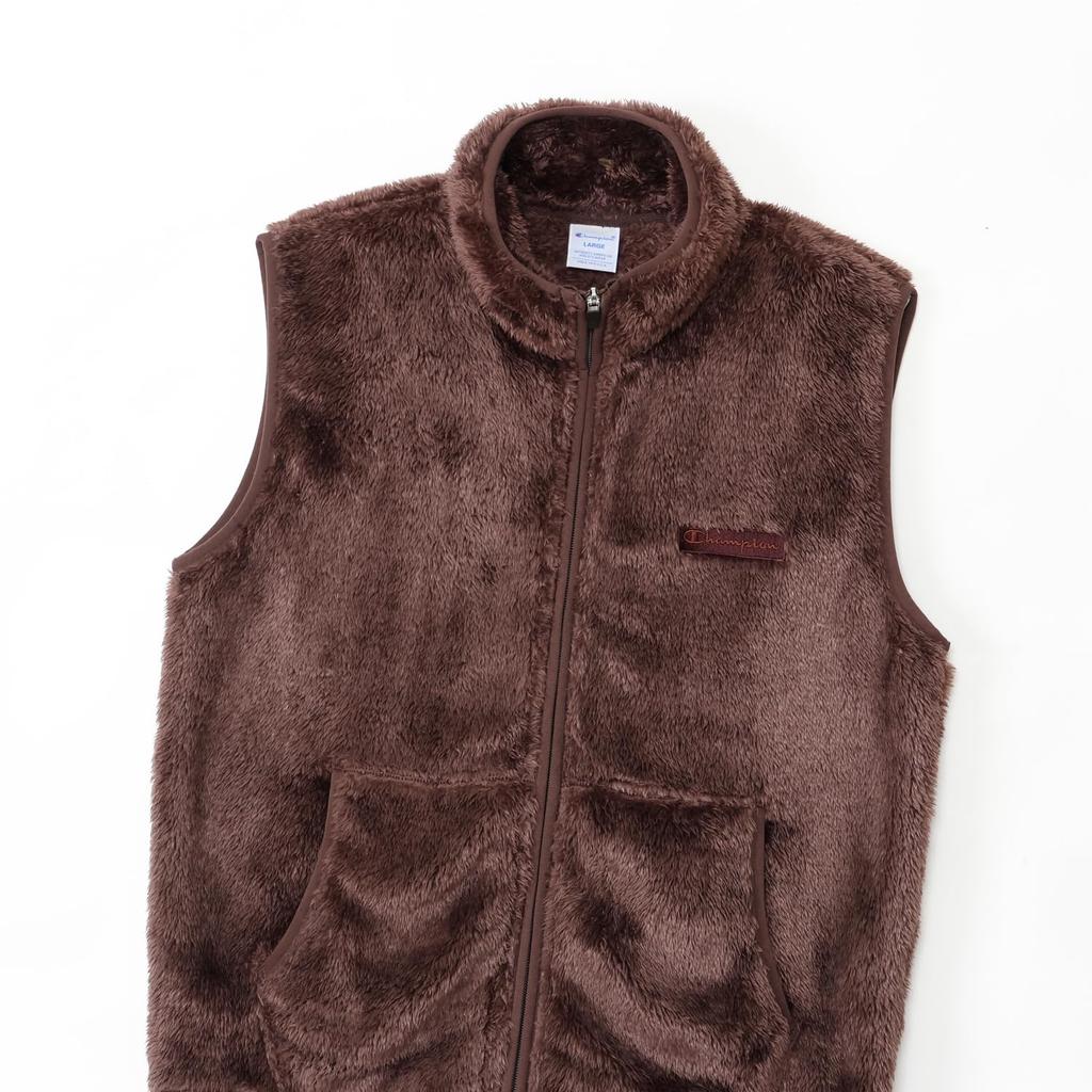 Champion Vest Boa Script Logo High Brown Men's Full-Zip Jacket, Fleece, Embroidery, Neck, Basic, C3-L617/C3-L617Z,