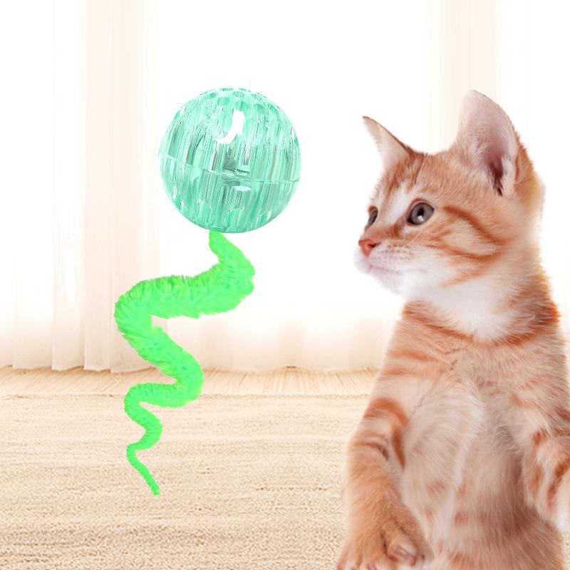 Palle Giocattolo per Animali Domestici, Bruchi Saltanti per Gatti, Impossibili da Mordere, Palle da Lancio Interattive e Resistenti in Gomma, Palle con Fori e Palle Saltanti