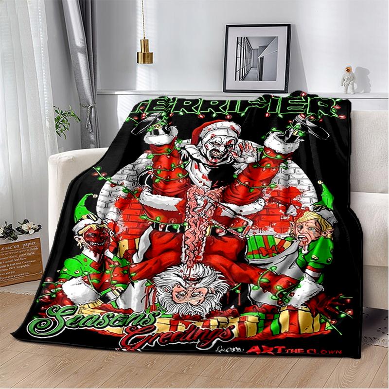 3D Terrifier 3 Horror Clown Movie Cartoon Soft Blankets,Throw Blanket Comfortable Blanket for Picnic Beds Sofa Home Kids Gifts