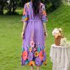 Plus Size Women's Half Sleeve Midi Dress, Casual Loose Floral Print Daily Wear Dress for Ladies