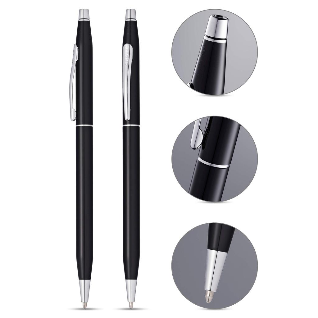 Caneta Esferográfica Cross Classic Century Preto Lacado Genuíno Produto Importado À Base De Óleo AT0082-77