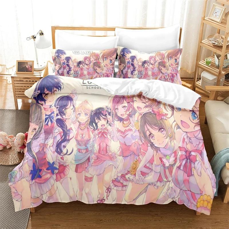Anime Love Live College Idol Festival Bedding Set Boys Girls Twin Queen Size Duvet Cover Pillowcase Bed Kids Adult