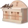 Nichoir Pour Oiseaux - Wildtier Herz - Moineaux - Bois Massif - Imperméable - 3 Chambres De Nidification