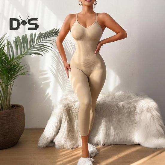 Stahovací overal pro ženy bez rukávů, body s vysokým pasem, kompresní celotělový overal s jednou částí těla