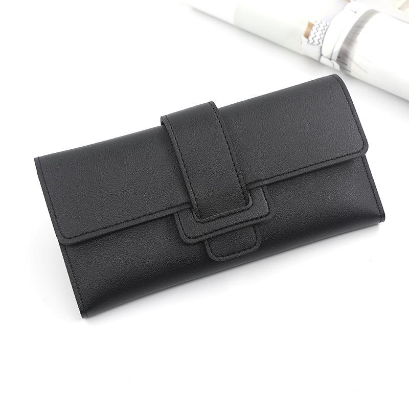 Korean Style Women's Tri-fold Long Fashion Wallet Clutch with Buckle