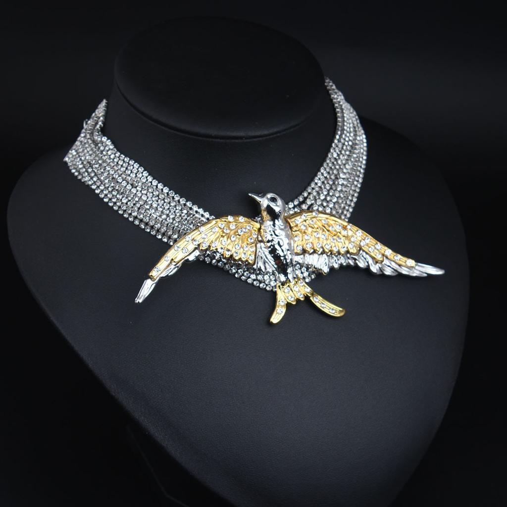 Exaggerated Retro Bird Swallow Multi-Layer Full Diamond Necklace Temperament Neck Chain Female