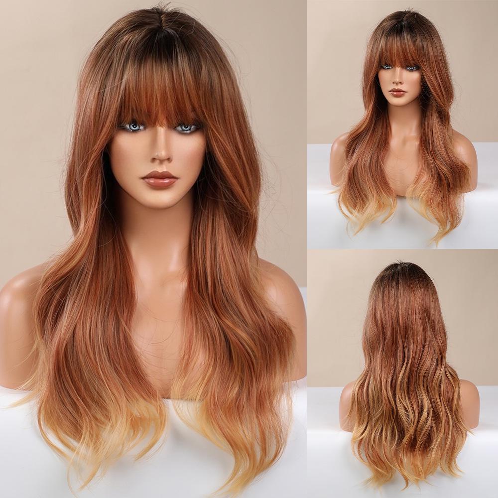 Colorful Cosplay Wig Set for Christmas & Halloween - Anime Style with Air Bangs & Big Waves