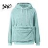 Casual Pet Lover Clothing Winter Pouch Hoodie, Women Fleece Sweatshirt with Large Front Pocket, Cat Long Sleeve Pullover Tops for Carrying Cats