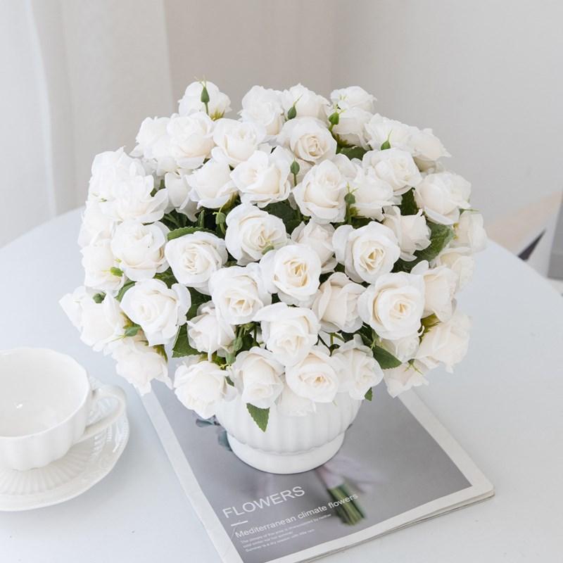 1PC 15 Heads Artificial Flowers Silk Rose Bride Bouquet Wedding Table Party Vase Festival Home Decoration Accessory Fake Flowers