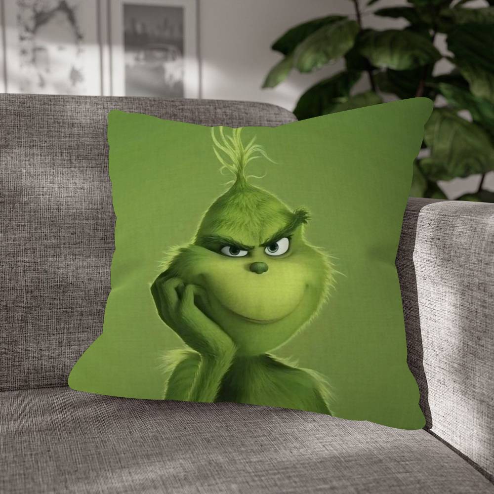 Green Christmas Grinch Pillow Cushion Cover Pillowcase Living Room Sofa Home Decorative Pillowcase