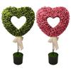 Heart Topiary Outdoor 29.5in Artificial Heart Topiary Plant with Pot and Bow Tie for Wedding Birthday Valentine Day Anniversary