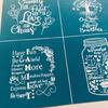 Estênceis de Serigrafia Tema Família 20x20cm Laváveis para Camisetas Artesanais Fabricação de Joias Impressão em Argila Tecido