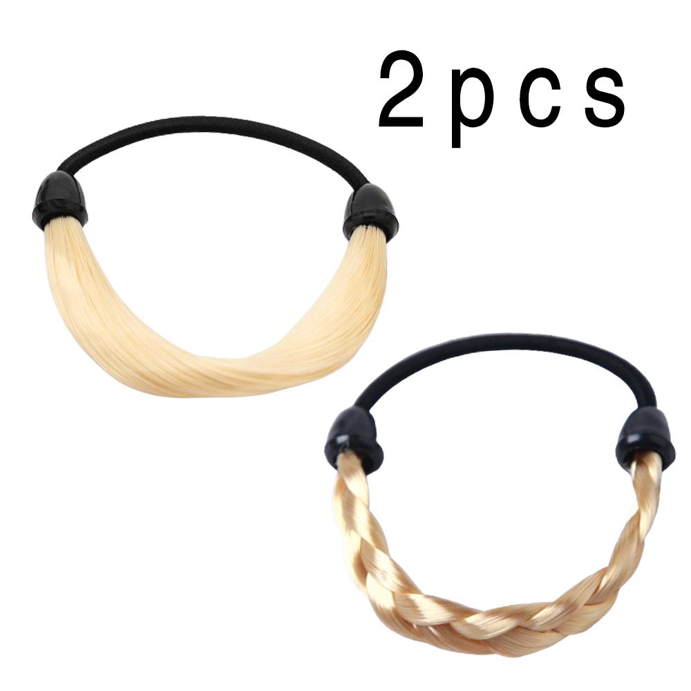 

2PCS Invisible Seamless Ponytail Headband Simulation Wig Head Rope Rubber Bands Women Girls High Elastic Hair Ropes Accessories