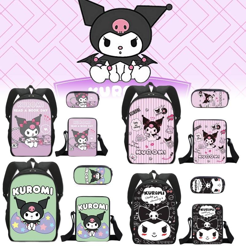 Kuromi Student Backpack Set With Pen Case And Shoulder Bag